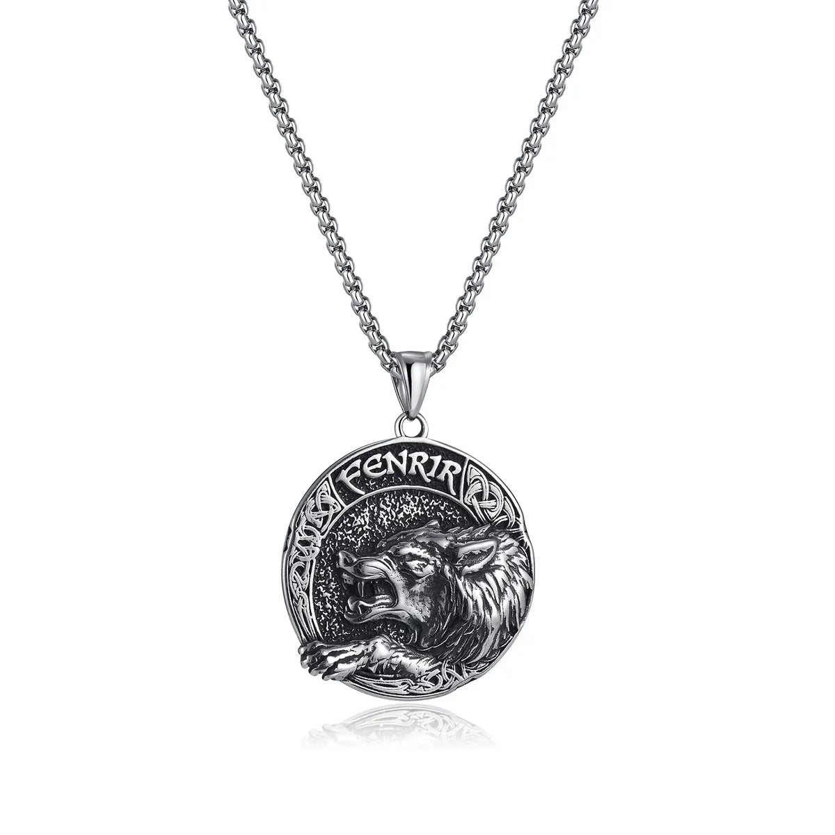 Hip-Hop Wolf 304 Stainless Steel Men'S Pendant Necklace