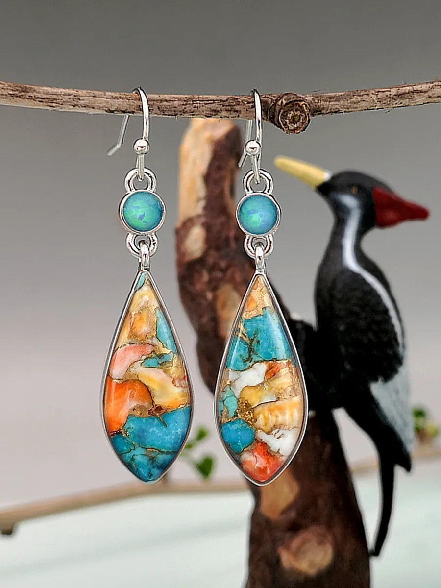 Ethnic Style Geometric Colorful Glazed Alloy Drop Earrings