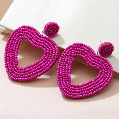 Ethnic Style Heart Beaded Earrings