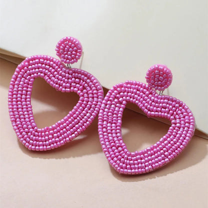 Ethnic Style Heart Beaded Earrings