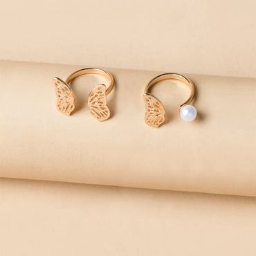 Simple Style Butterfly Alloy Inlay Pearl Women's Rings