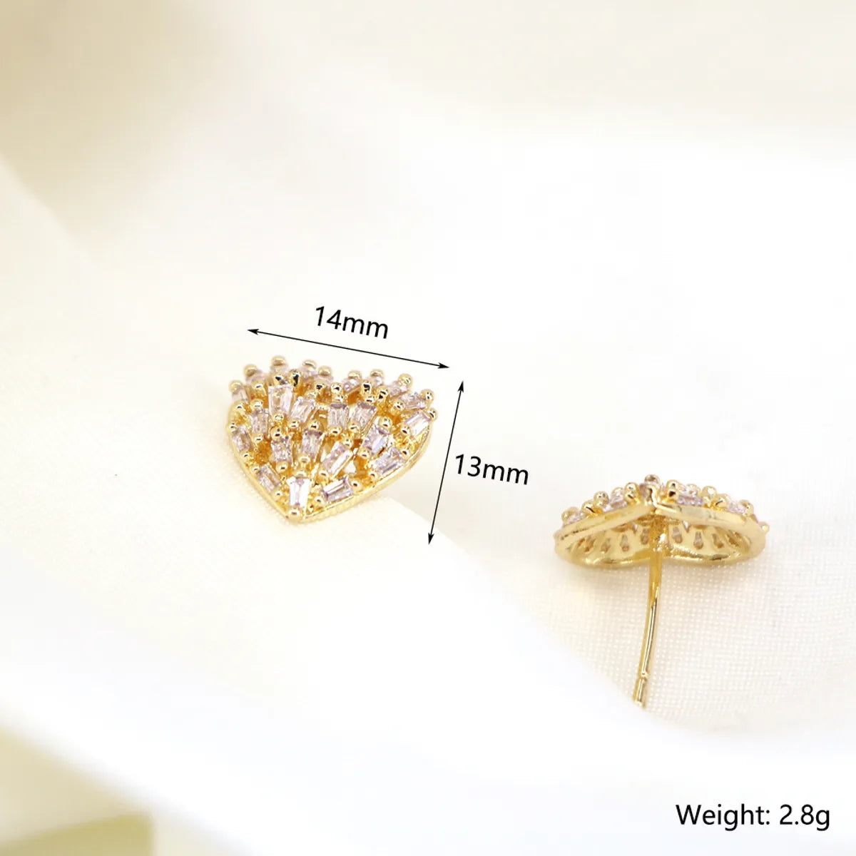 Hollow Heart-Shaped Micro-Set Zircon Simple Copper Stud Earrings Mother'S Day