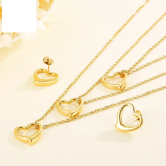 Titanium Steel 18K Gold Plated Fashion Heart