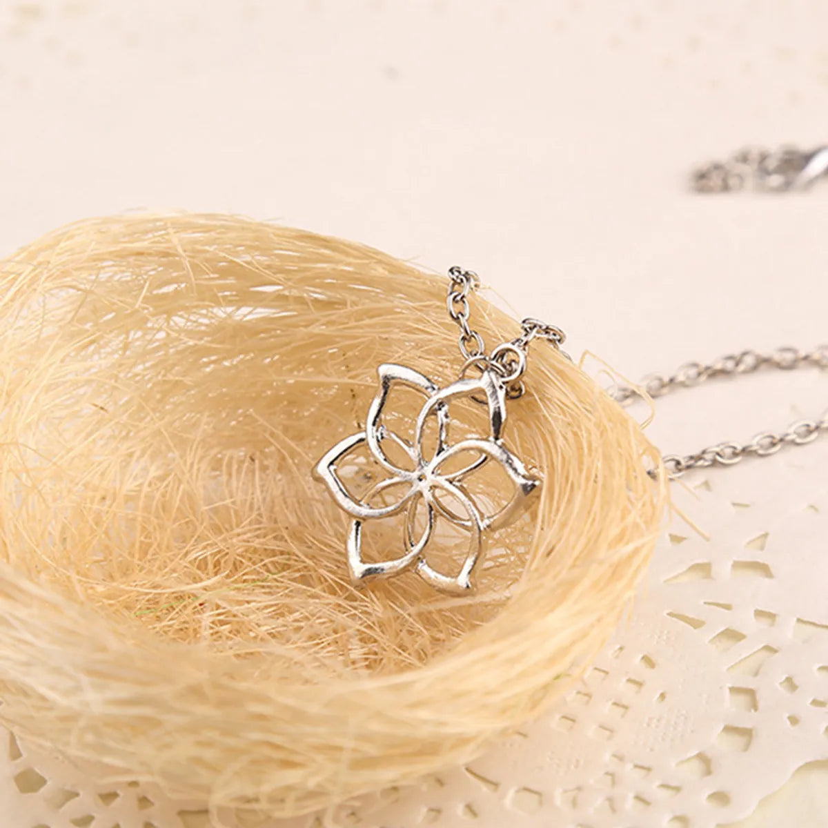 Hollow Lotus Pendant Necklace Galadriel Flower Necklace  Flower Necklace Gooddiy Wholesale