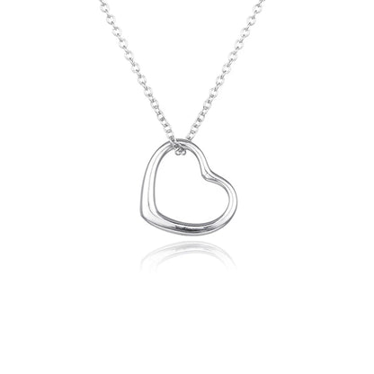 Hollow Out Big Love Silver Necklace Women's Short Cross Clavicle Chain