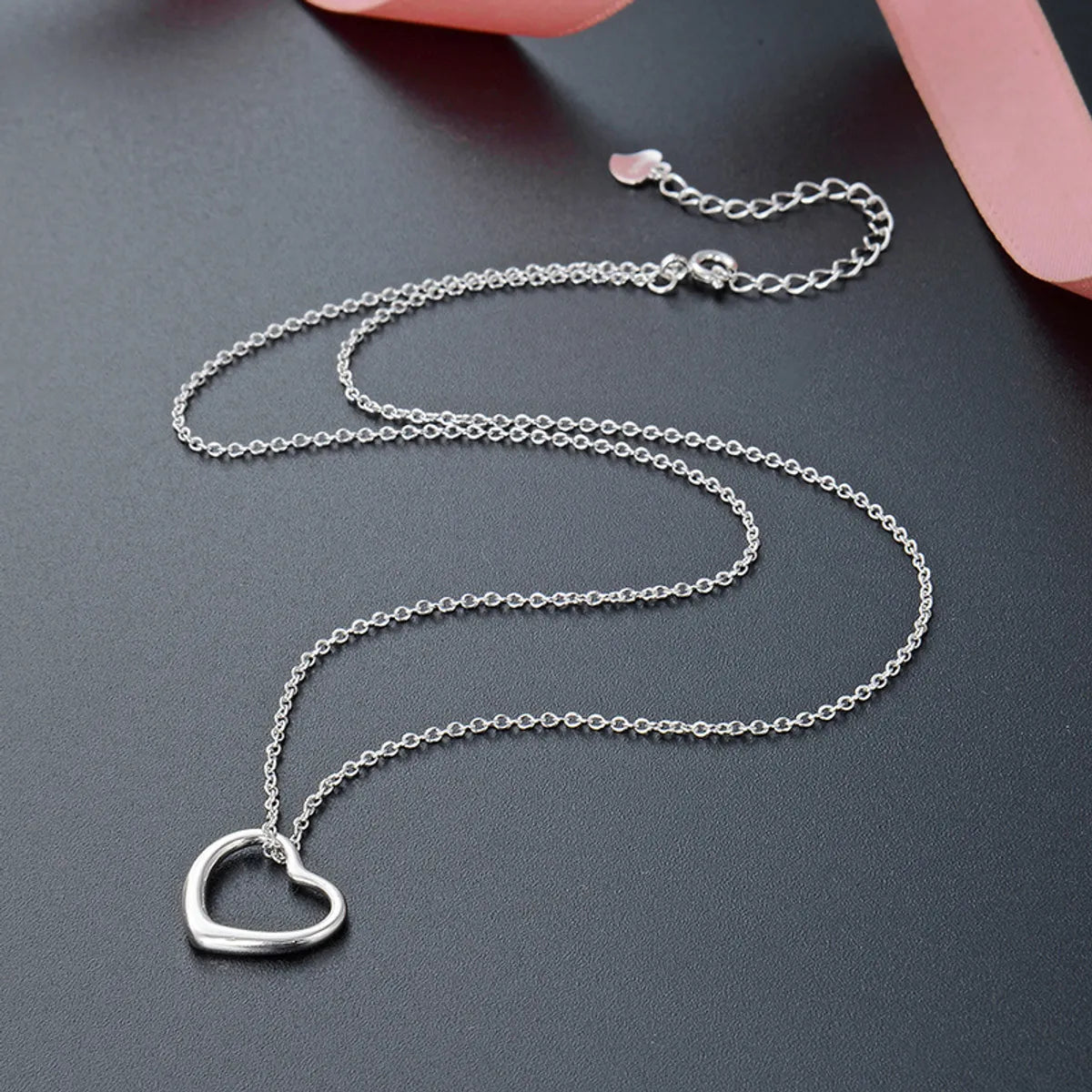 Hollow Out Big Love Silver Necklace Women's Short Cross Clavicle Chain