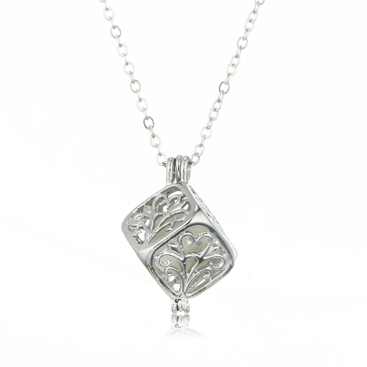 Hollow Square Life Tree Luminous Love Rubik's Cube Luminous Photo Box Bead Pendant Alloy Necklace Accessories