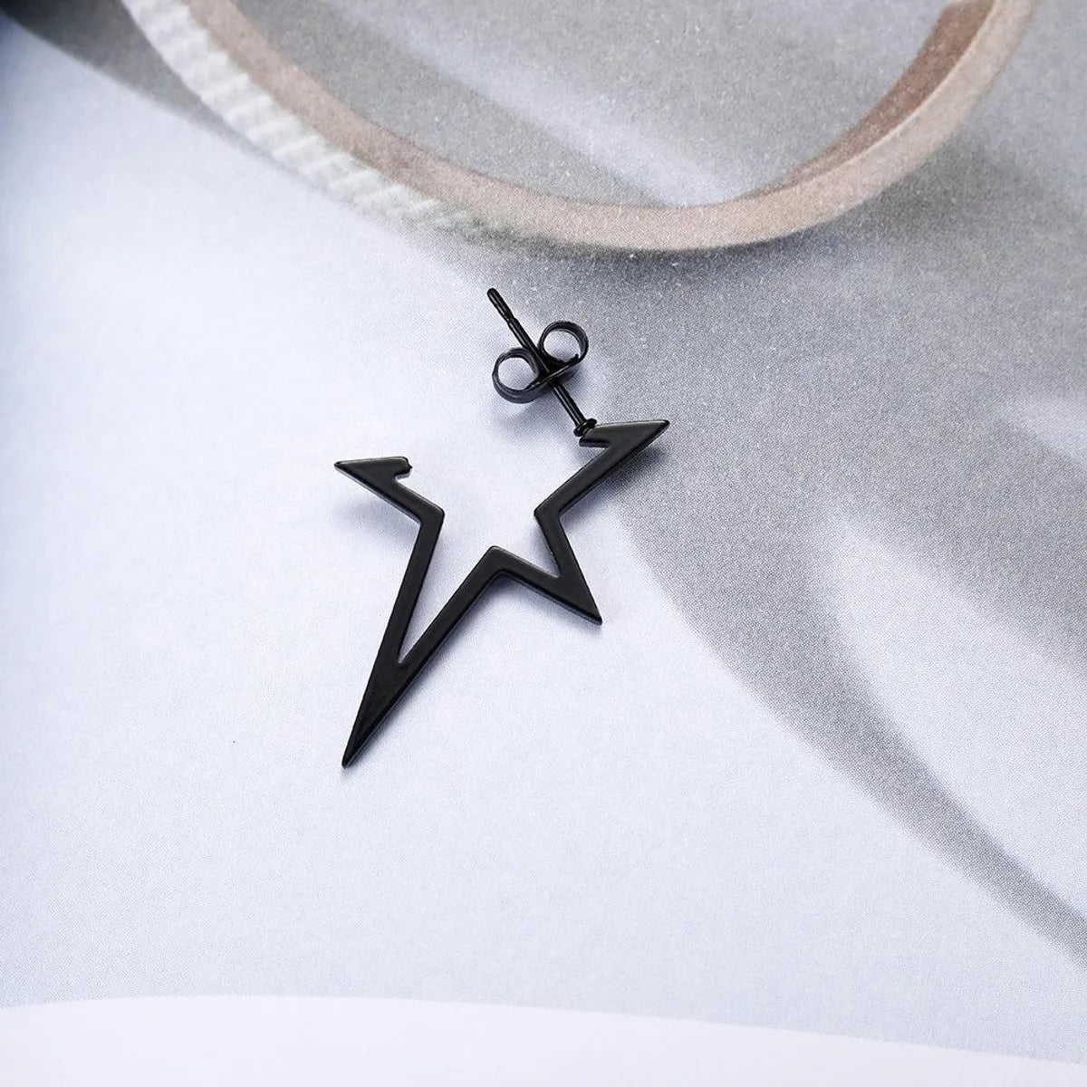 Hollow Star Titanium Steel Hypoallergenic Earrings