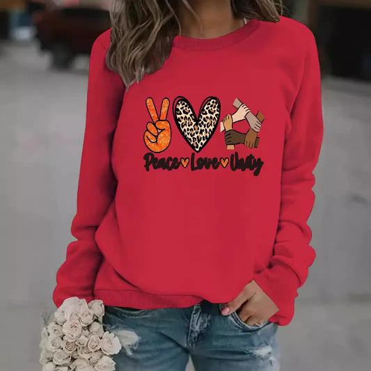 Hoodies & Sweatshirts Long Sleeve Printing Streetwear Letter Gesture Heart Shape