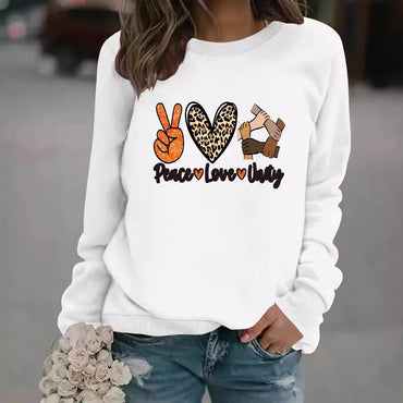 Hoodies & Sweatshirts Long Sleeve Printing Streetwear Letter Gesture Heart Shape