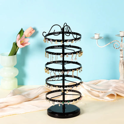 Hot 5 Layer 220 Hole Earrings Metal Rotating Earrings Storage Box, Exquisite Jewelry Display Stand