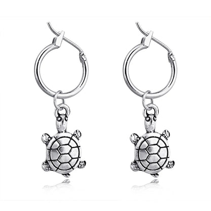 Best Seller In Europe And America Cute Personality Three-dimensional Turtle Pendant Ear Ring Vintage Ancient Silver Animal Earring Ear Clip Female