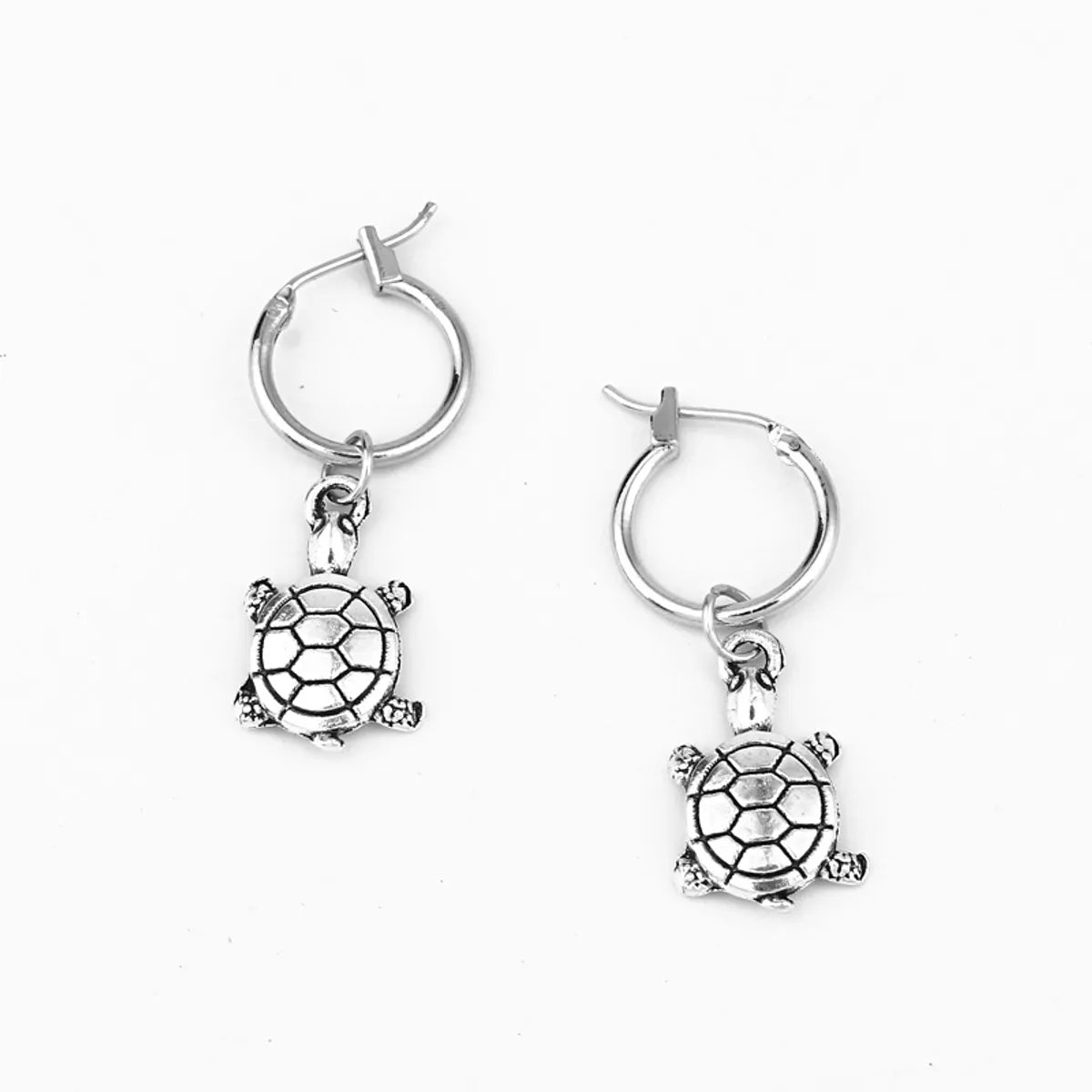 Best Seller In Europe And America Cute Personality Three-dimensional Turtle Pendant Ear Ring Vintage Ancient Silver Animal Earring Ear Clip Female