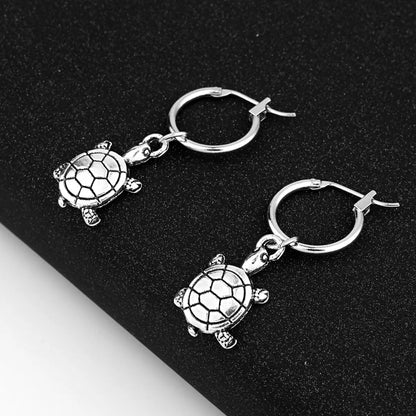 Best Seller In Europe And America Cute Personality Three-dimensional Turtle Pendant Ear Ring Vintage Ancient Silver Animal Earring Ear Clip Female