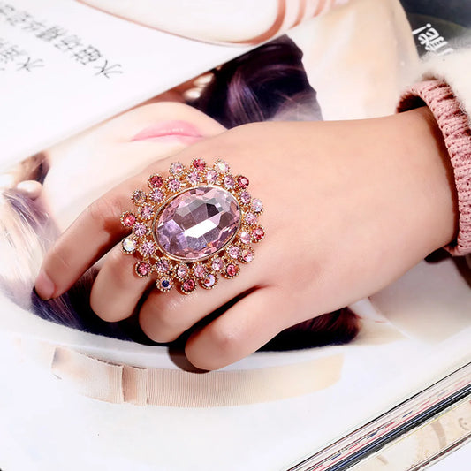 Hot Retro Full Diamond Crystal Glass Adjustable Ring Wholesale Gooddiy