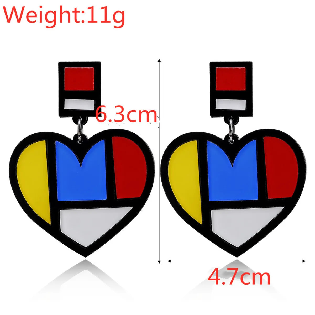 Hot Sale Acrylic Heart-shaped Exaggerated Hipster Color Peach Heart Earrings Wholesale Gooddiy