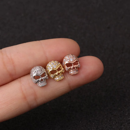 Hot Sale Animal Zircon Cartilage Creative Exaggerated Skull Head Screw Earrings