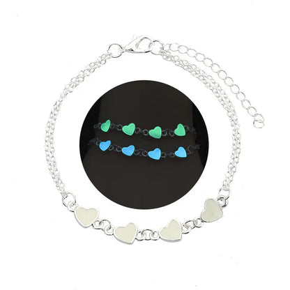 Hot Sale Fashion Heart-Shaped Fluorescent Four-Hearted Luminous Love-Shaped Alloy Bracelet Wholesale