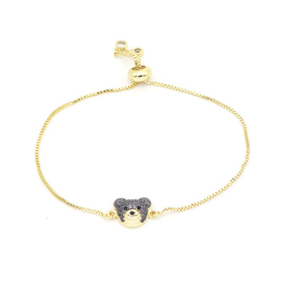 Hot Sale Ins Style Korean Niche Colorful Zircon Bear Bracelet European And American Cold Style Trendy Light Luxury Adjustable Bracelet