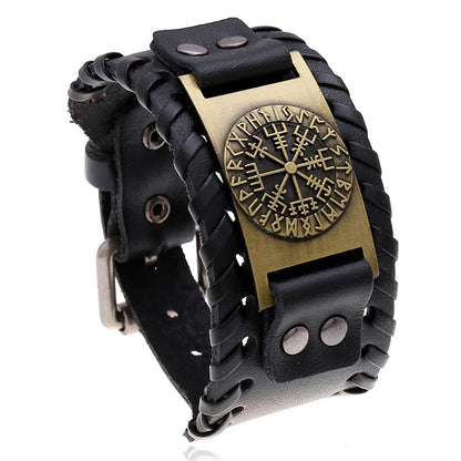 Hot Sale Leather Bracelet Retro Woven Compass Men'S Leather Bracelet Wholesale Nihaojewelry