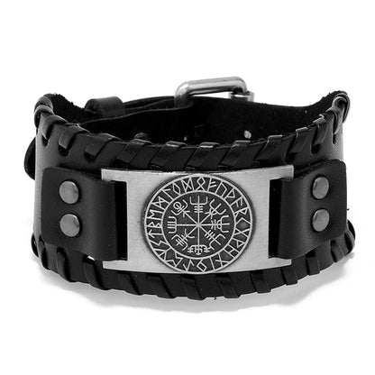 Hot Sale Leather Bracelet Retro Woven Compass Men'S Leather Bracelet Wholesale Nihaojewelry