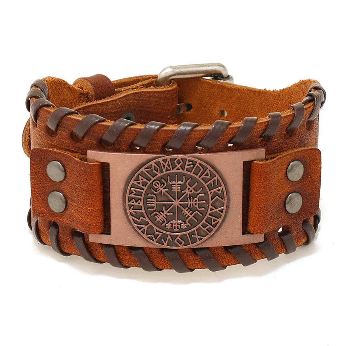 Hot Sale Leather Bracelet Retro Woven Compass Men'S Leather Bracelet Wholesale Nihaojewelry