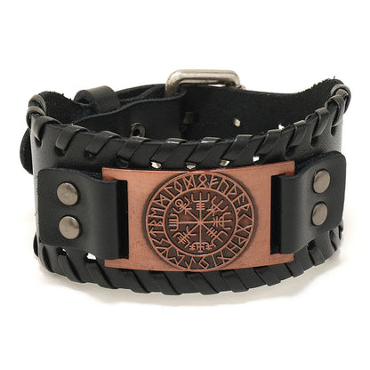 Hot Sale Leather Bracelet Retro Woven Compass Men'S Leather Bracelet Wholesale Nihaojewelry