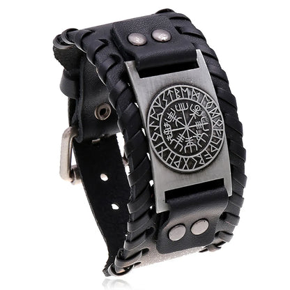 Hot Sale Leather Bracelet Retro Woven Compass Men'S Leather Bracelet Wholesale Nihaojewelry