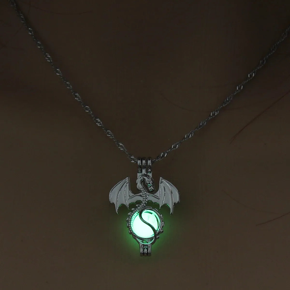 Hot Sale Luminous Cage Fashion Openable Pendant Halloween Luminous Jewelry Alloy Necklace