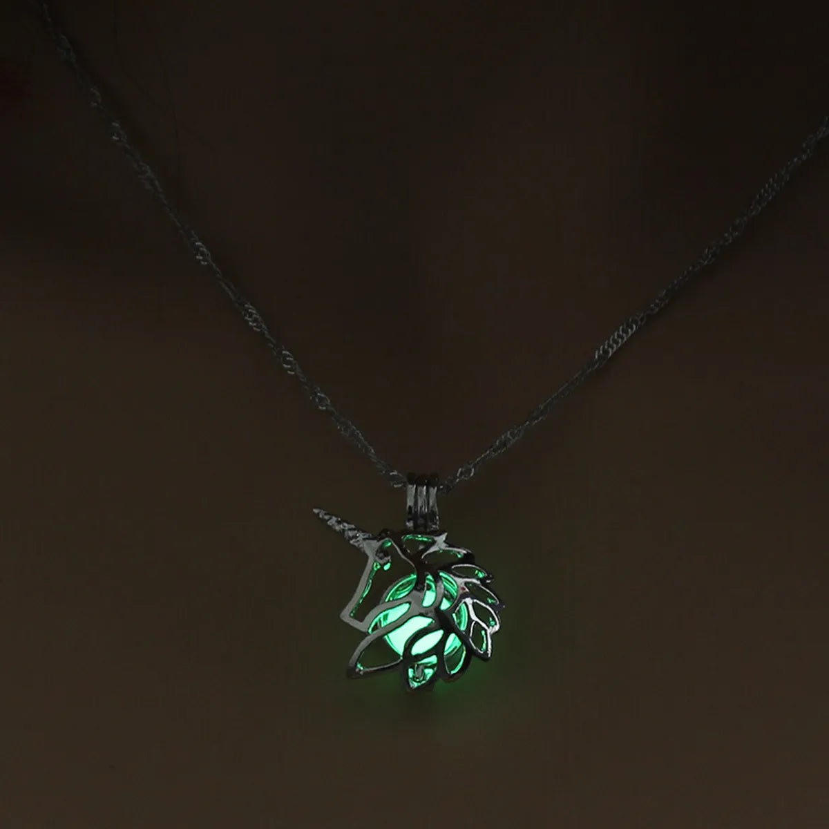 Hot Sale Luminous Cage Fashion Openable Pendant Halloween Luminous Jewelry Alloy Necklace