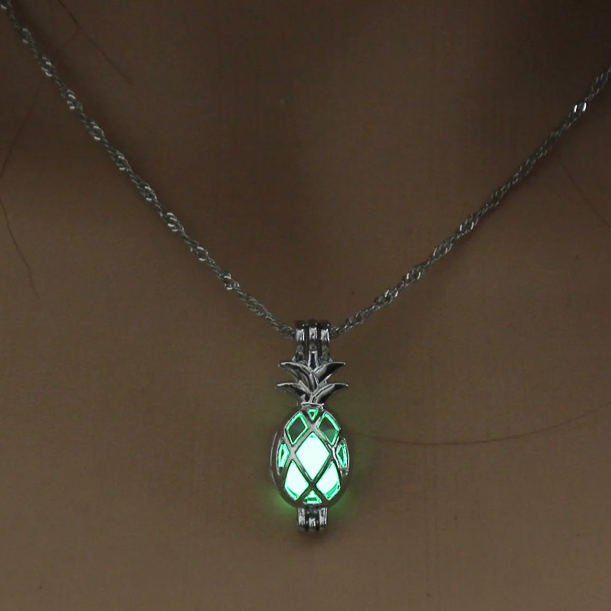 Hot Sale Luminous Cage Fashion Openable Pendant Halloween Luminous Jewelry Alloy Necklace