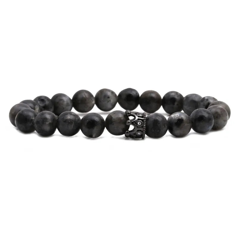 Hot Sale Matt Black Stone Flash Stone Micro Zirconium Crown Bracelet Beaded Diy Bracelet Wholesale Nihaojewelry