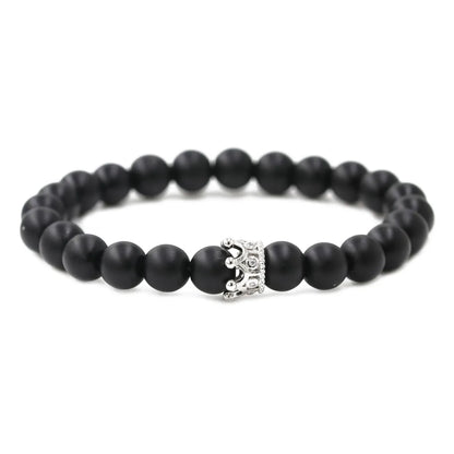 Hot Sale Matt Black Stone Flash Stone Micro Zirconium Crown Bracelet Beaded Diy Bracelet Wholesale Nihaojewelry