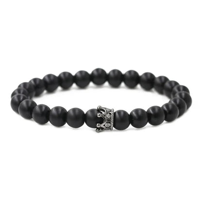 Hot Sale Matt Black Stone Flash Stone Micro Zirconium Crown Bracelet Beaded Diy Bracelet Wholesale Nihaojewelry