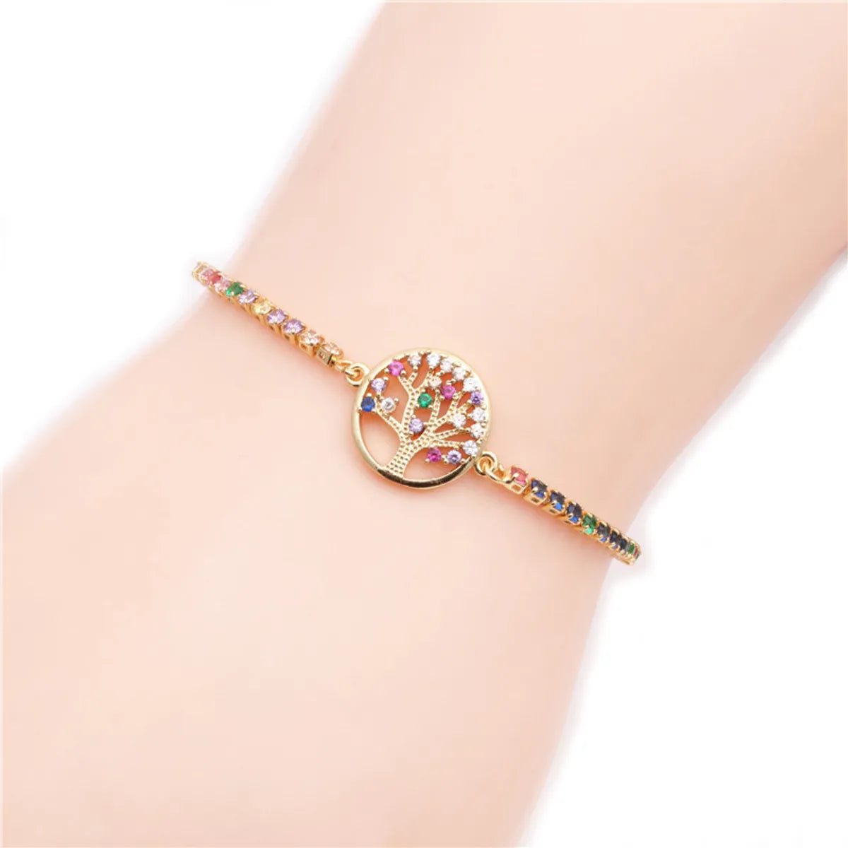 Hot Sale Micro-set Zircon Chain Color Chain Life Tree Valentine's Day Gift Bracelet Wholesale Gooddiy