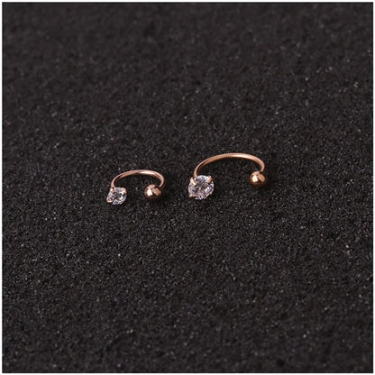 Hot Sale Piercing Zircon C-Type Nose Nail Stainless Steel Screw Earrings