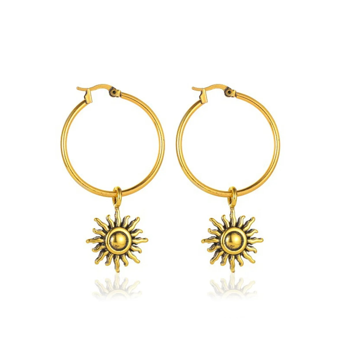 Hot Sale Retro Sun Flower Personality  Simple Short Sun Earring Wholesale