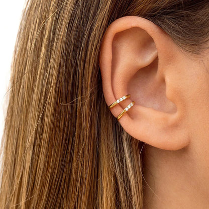 Hot Sale Zircon Inlaid Simple Copper Plated 18k Gold Ear Clip Retro Bone Clip