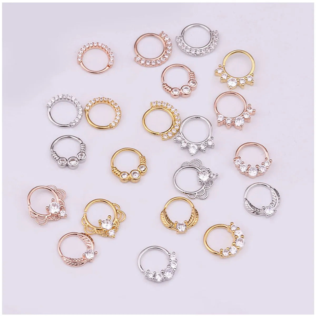 Hot Sale Zircon Nose Ring Micro-inlaid Round Nasal Septum Ear Bone  Wholesale