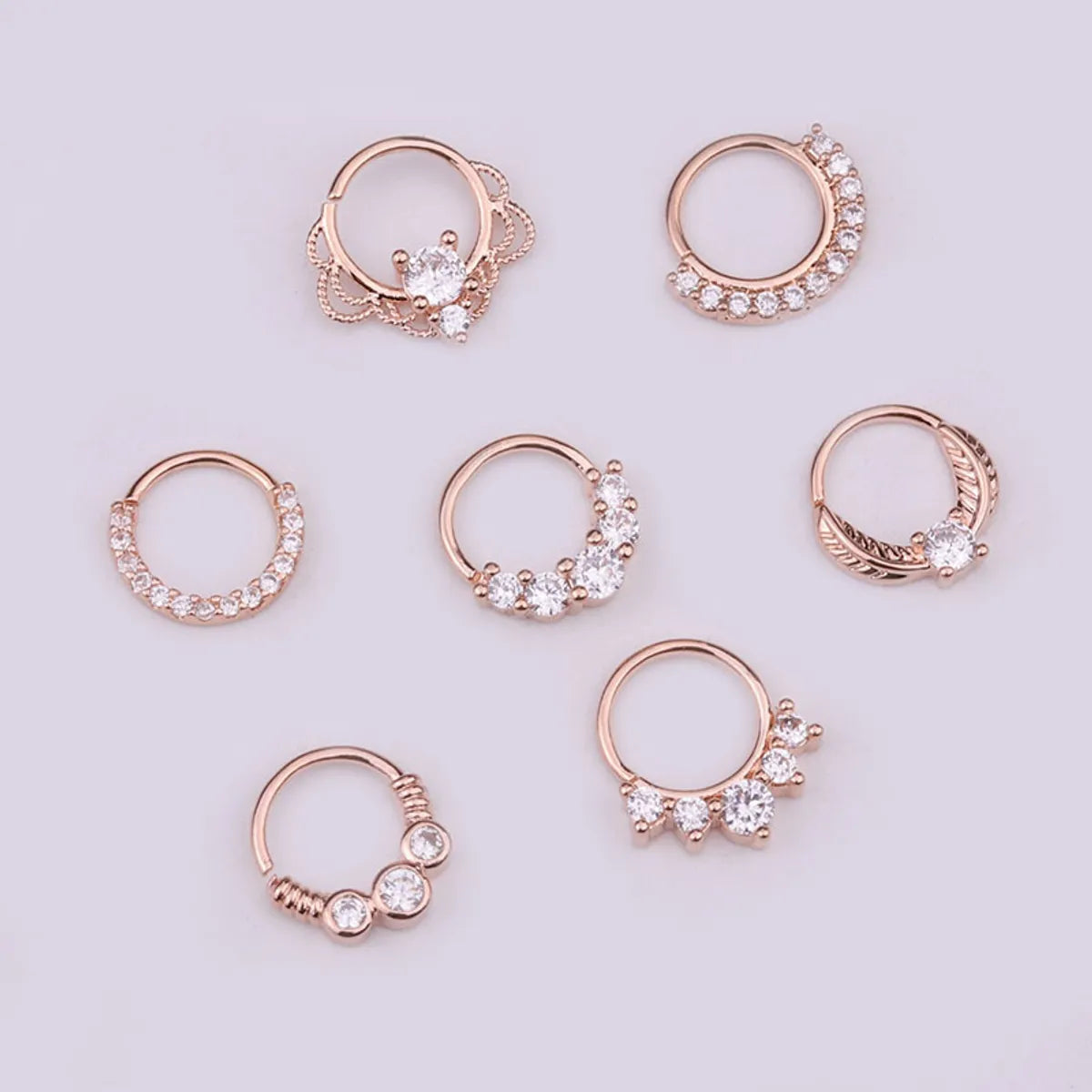 Hot Sale Zircon Nose Ring Micro-inlaid Round Nasal Septum Ear Bone  Wholesale