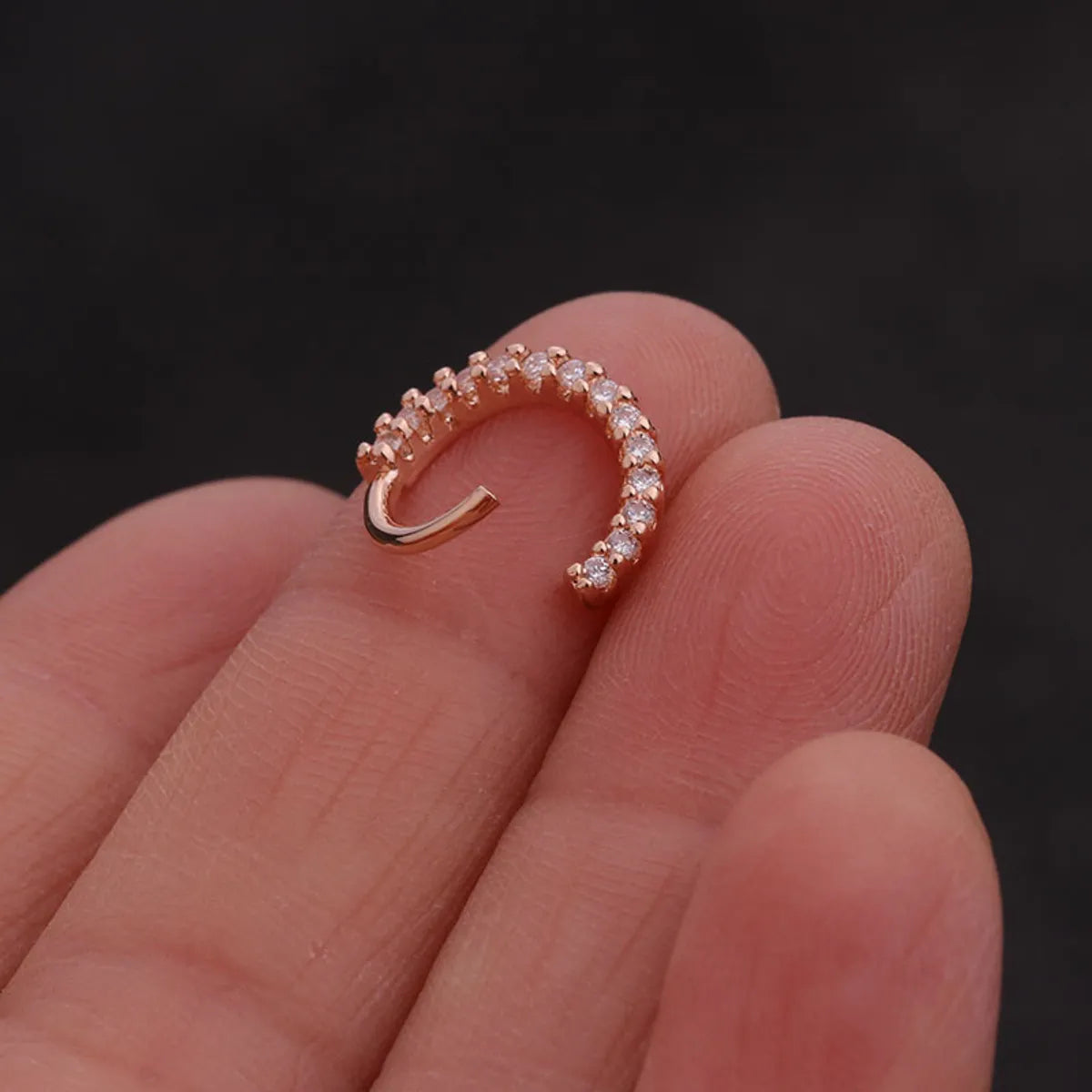 Hot Sale Zircon Nose Ring Micro-inlaid Round Nasal Septum Ear Bone  Wholesale