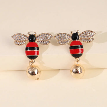 Hot Sales New Symmetrical Earrings Bee Pearl Earrings Ear Jewelry Insect Earrings Korea Wholesale Gooddiy