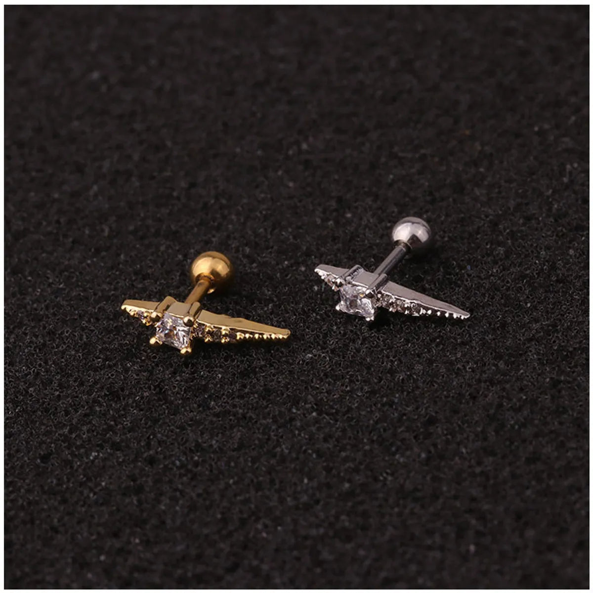 Hot Selling Creative Stainless Steel Ear Studs Inlaid Zircon Ear Bone Studs