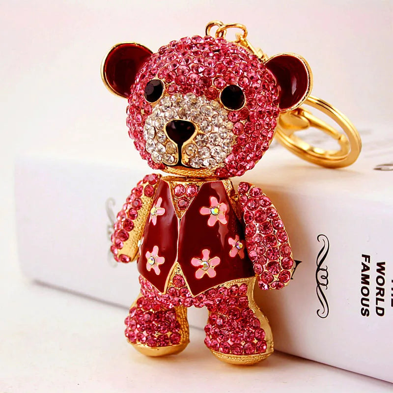 Hot Selling Fashion Creative Cute Diamond-Studded Super Bear Keychain Bear Animal Key Chain