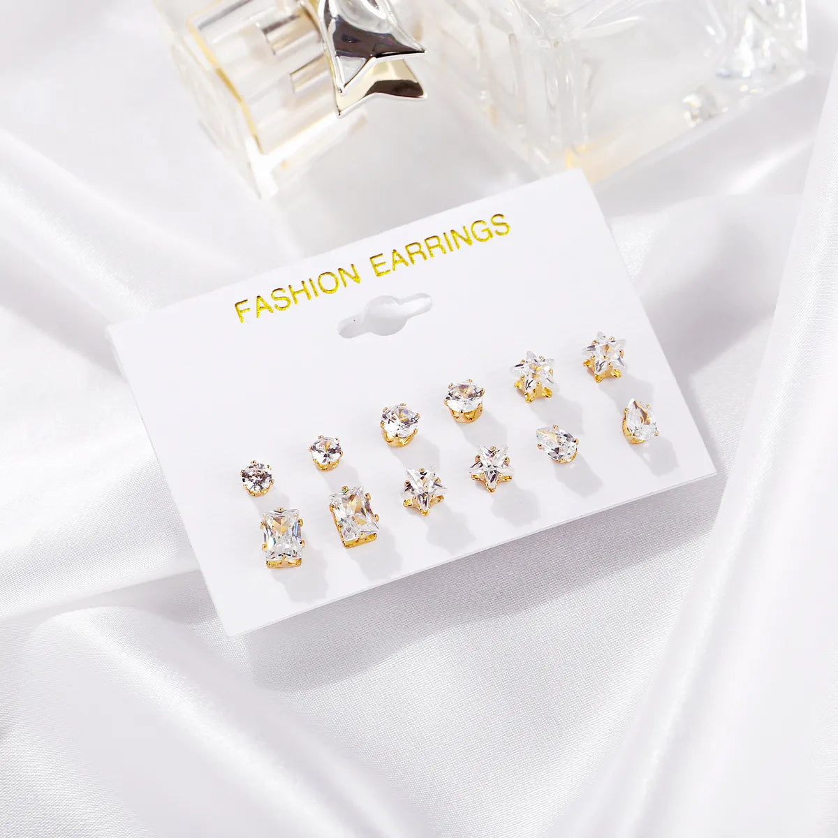 Hot-Selling Geometric Zircon 6 Pairs Of Earrings Set Creative Retro Simple Embedded Diamond Earrings Wholesale Nihaojewelry