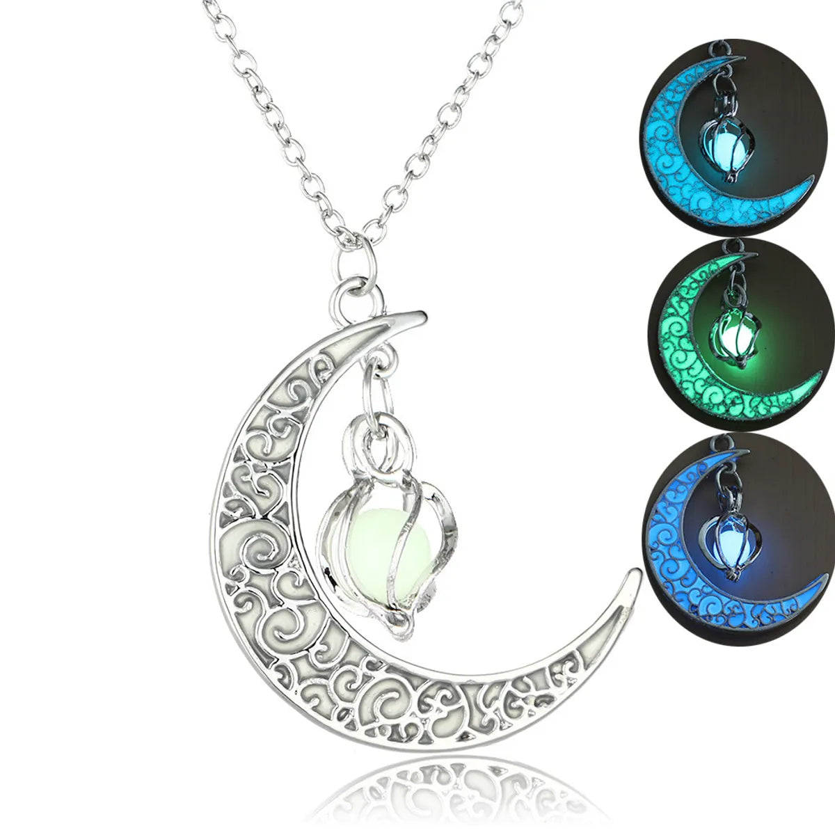 Hot Selling Hollow Spiral Moon Luminous Pendant Cyclone Luminous Bead Necklace Wholesale Gooddiy