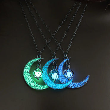 Hot Selling Hollow Spiral Moon Luminous Pendant Cyclone Luminous Bead Necklace Wholesale Gooddiy