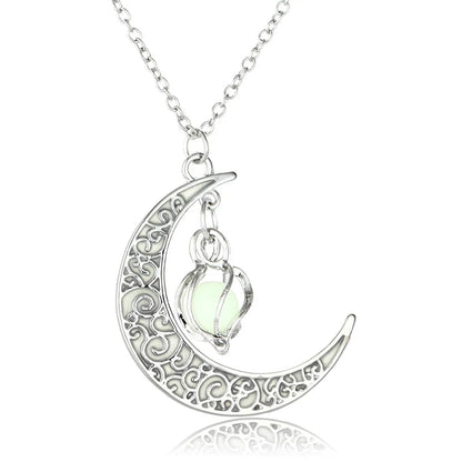 Hot Selling Hollow Spiral Moon Luminous Pendant Cyclone Luminous Bead Necklace Wholesale Gooddiy