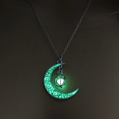 Hot Selling Hollow Spiral Moon Luminous Pendant Cyclone Luminous Bead Necklace Wholesale Gooddiy