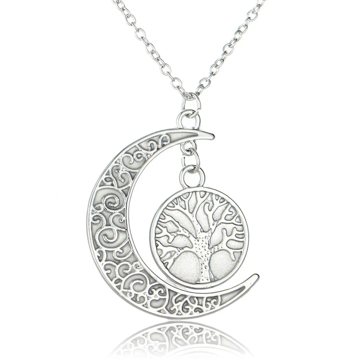 Best Seller In Europe And America Hollow Lucky Tree Moon Noctilucent Necklace Halloween Fluorescent Pendant Christmas Gift